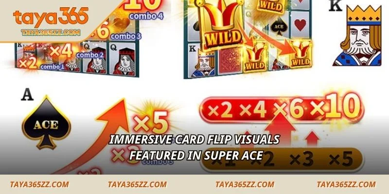 Immersive card flip visuals featured in Super Ace