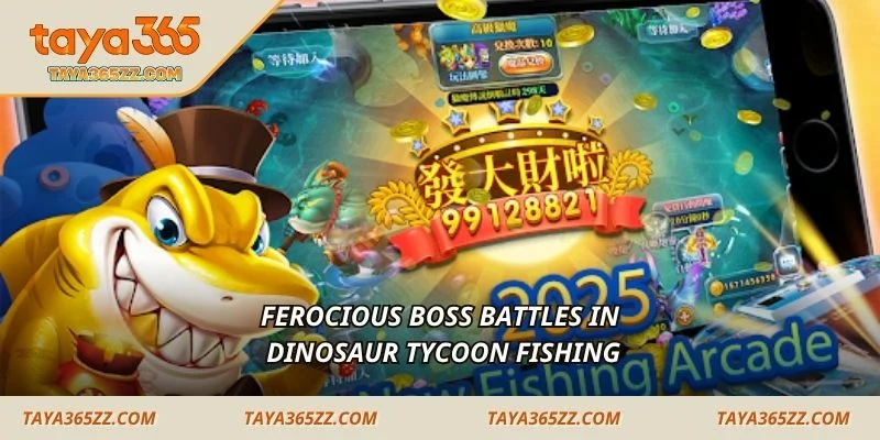 Ferocious boss battles in Dinosaur Tycoon Fishing