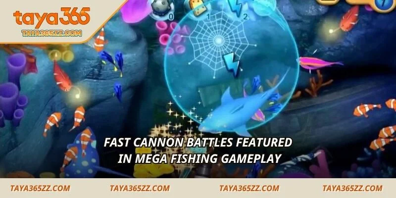 Fast cannon battles featured in mega fishing gameplay